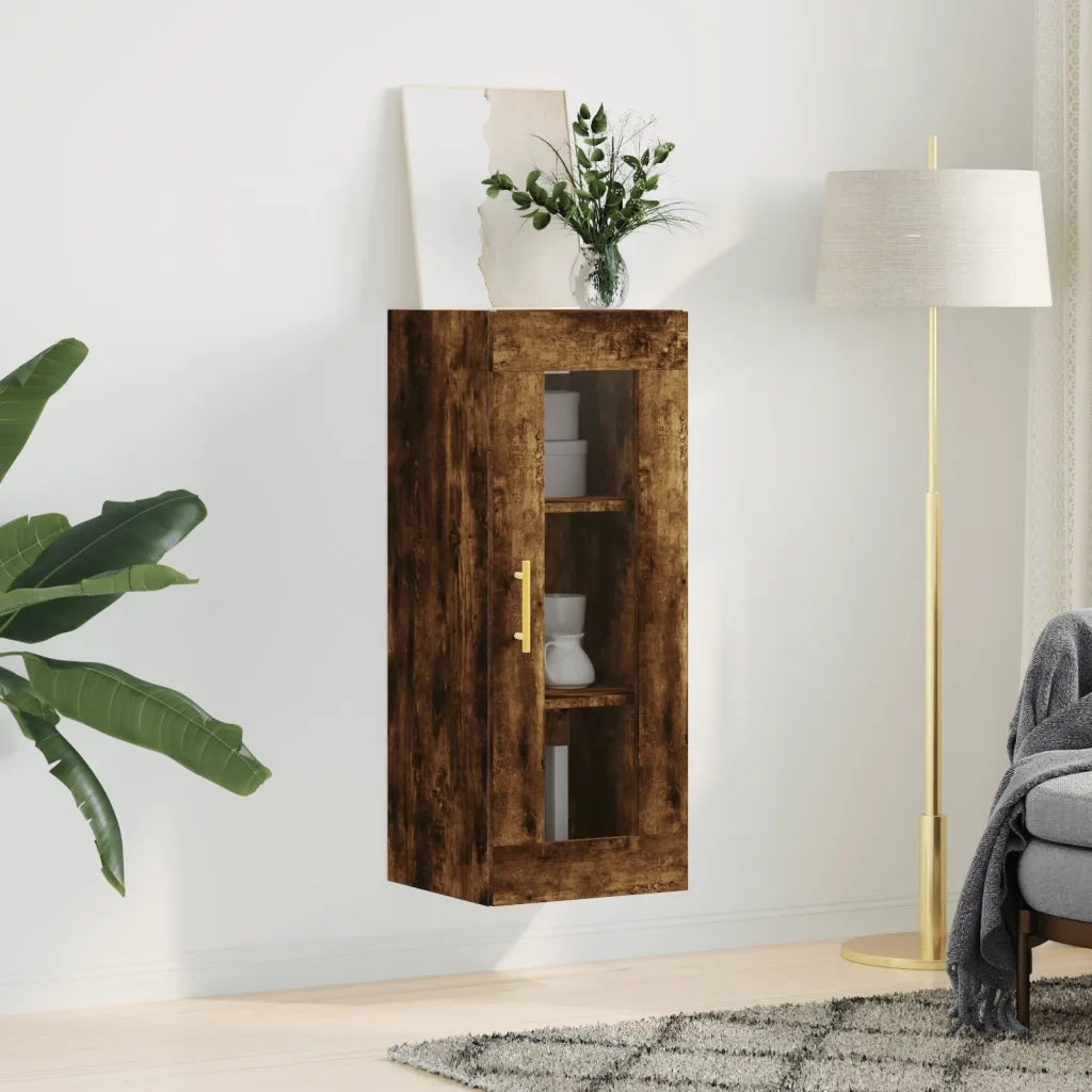 Armadietto a Muro | Mobile a Parete Rovere Fumo 34,5x34x90 cm