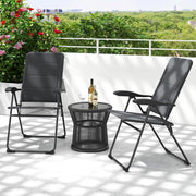 Set di 2 sedie pieghevoli per giardino, sedie con schienale regolabile, supporto ergonomico e cuscino per seduta in spugna, sedie da pranzo per patio, giardino, nero (Grigio)