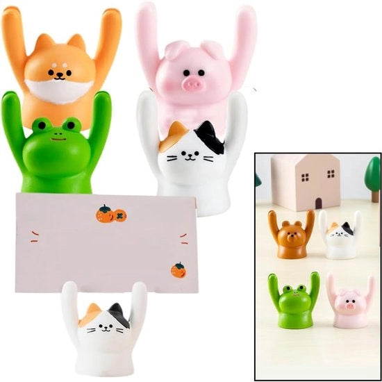 Supporto per cartolina, 12 pezzi, supporto per cartolina, nota, supporto per menu, supporto per foto di matrimonio, standard, supporto per cartolina creativa per animali per decorazione di casa
