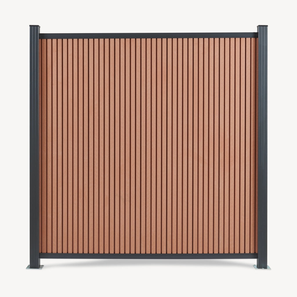 Recinzione Frangivista Grassano in WPC Estendibile con 2 Montanti (AxL) 185 x 180 - Marrone NEU.HOLZ