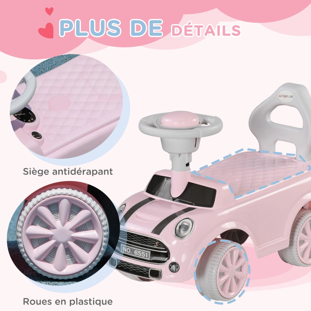 Auto Portagiochi con Volante e Clacson ¨C zephmum ¨C Rosa 53x25x35 cm