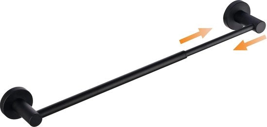 Houder per asciugamano adattabile da 40 cm a 66 cm, houder per asciugamano bagno, houder per asciugamano a parete, houder per asciugamano bagno, nero, fissaggio a parete/SUS304 acciaio inossidabile
