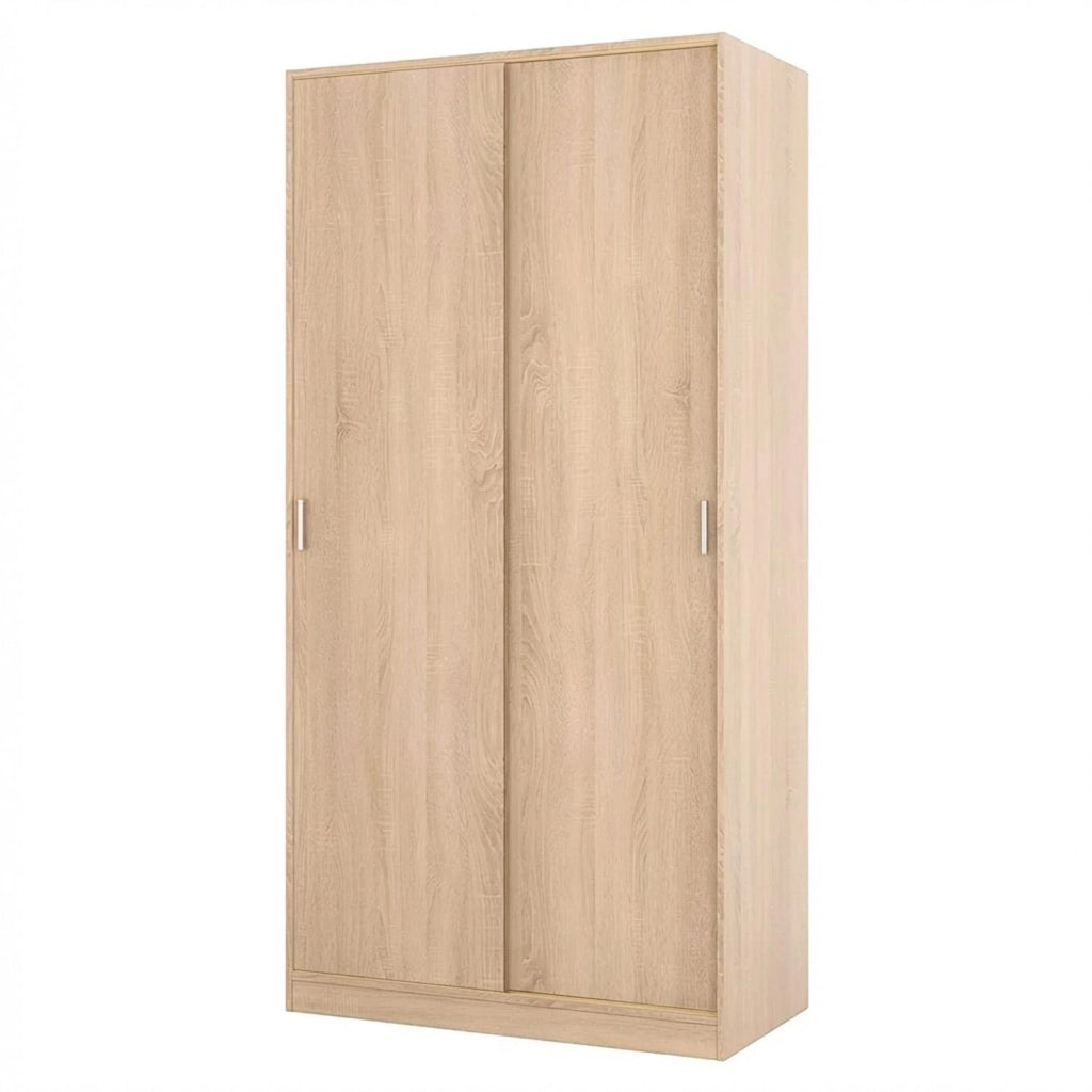 Armadio Guardaroba Vestiti 2 Ante Scorrevoli 1 Ripiano Con Barra Appendiabiti Salvaspazio Ideale Per Arredare Camera Da Letto Stanza Matrimoniale Cameretta 200 x 100 x 50 Cm Rovere Canadese