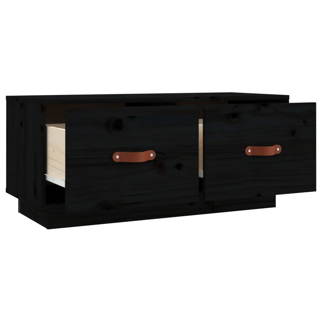 Mobile TV multimediale scaffale TV credenza mobile TV sala da pranzo soggiorno camera da letto 80 x 34 x 35 cm legno di pino massiccio nero 02_0026257