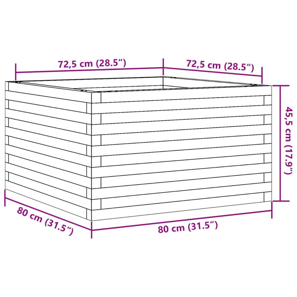 Fioriera Giardino Marrone Cera 80x80x45,5cm Legno Massello Pino 847260