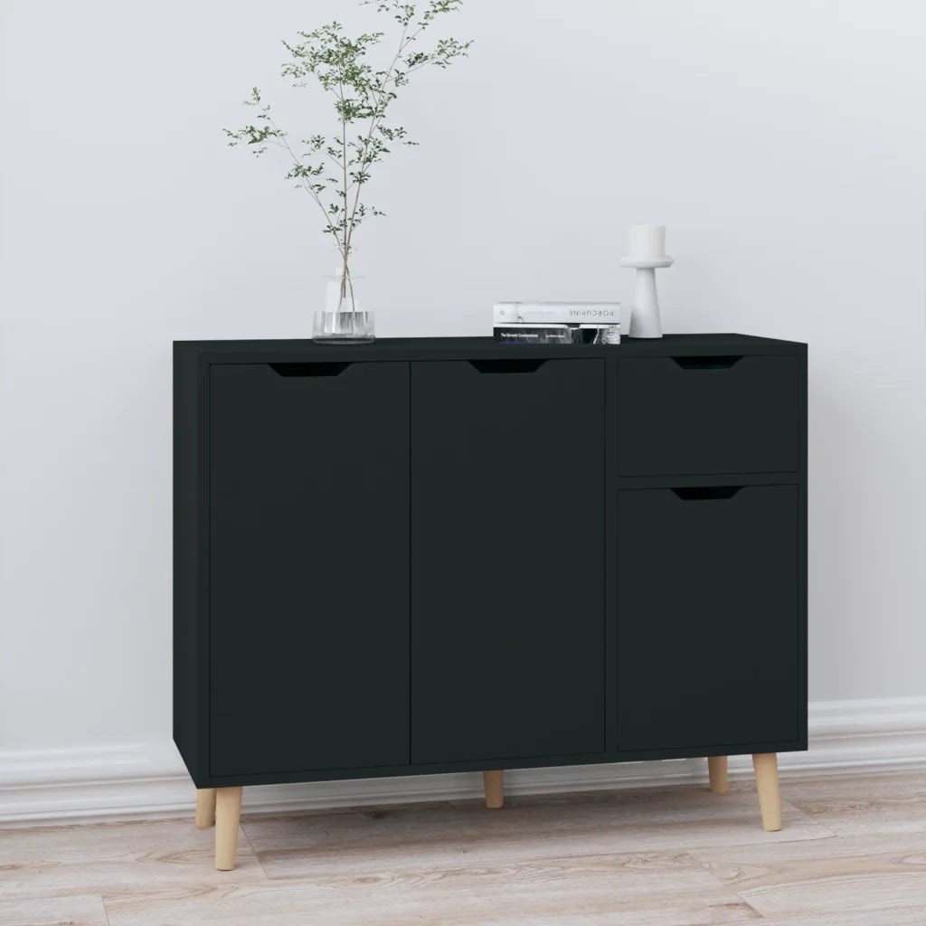 Credenza Nera 90x30x72 cm in Legno Multistrato 326814