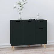 Credenza Nera 90x30x72 cm in Legno Multistrato 326814