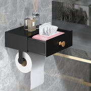 Sostegno per carta igienica, nero, sostegno per carta igienica, non perfora con scatola per asciugamani umidi, sostegno per carta igienica, sostegno per carta igienica con pannello per bagno, adesivo o perfora.