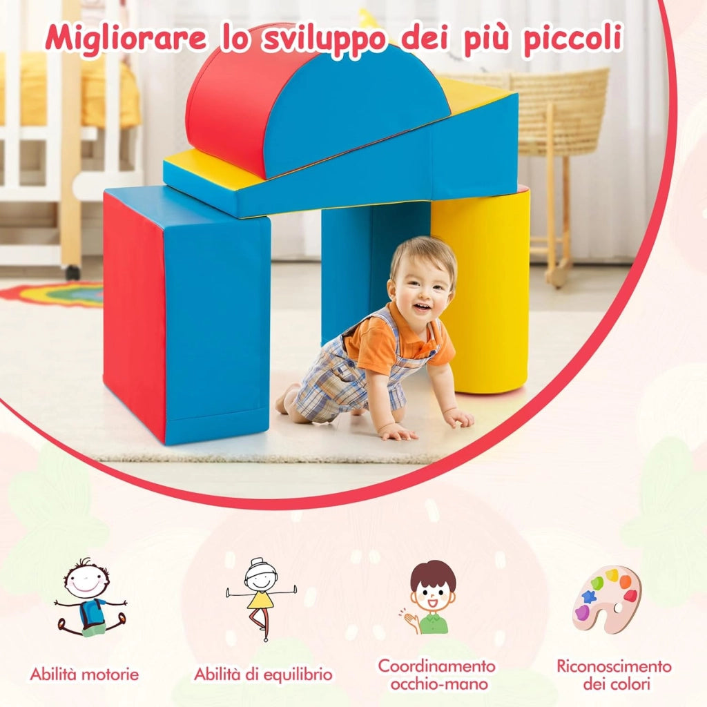 Set di 5 Blocchi con Diverse Forme e Colori, Giocattolo per Arrampicata e Strisciamento, Aiuta i Bambini a Crescere (Stile 4)