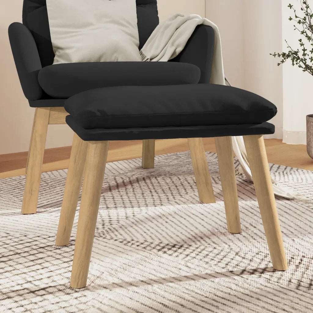 Poggiapiedi Nero 45x29,5x39 cm in Velluto cod mxl 67362