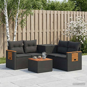 Set di divani 6 pz Nero Rattan sintetico e Acciaio 3447658