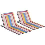 SET 2 SDRAIO DA SPIAGGIA PIEGHEVOLI CON SCHIENALE REGOLABILE E POGGIATESTA 53X124X35-45 CM MULTICOLORE