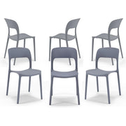 Set 6 sedie in polipropilene KATE, impilabile, resistente ai raggi UV, design moderno, ideale per sala da pranzo, cucina, sala d’attesa, bar, ristoranti o da esterno, colore Grigio Asfalto