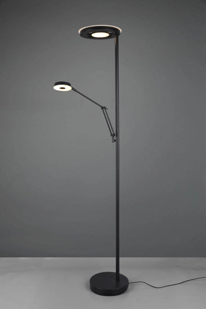 BARRIE PIANTANA LED CON LAMPADA DA LETTURA NERA  DIMMERABILE H. 180CM 2700+4000K 3700LM 32W