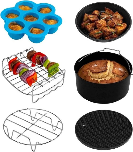Accessori per friggitrice a aria calda 3,5 litri - forma per la cottura - piastra per pizza - griglia - ripiano per vapore - mat mat silicone - forma per muffin