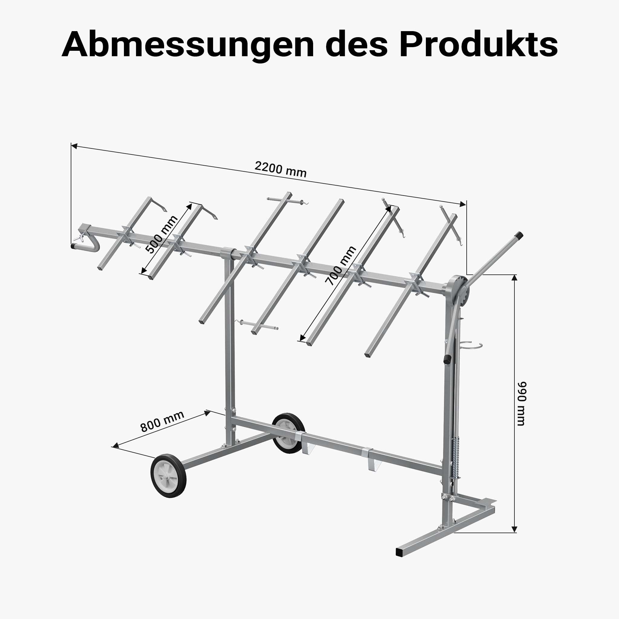Cavalletto girevole per verniciatura con rotelle e supporti per cofani e alettoni