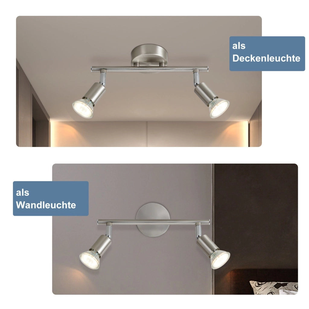 ZMH Faretto da soffitto moderno in metallo GU10 nero a 2 fiamme