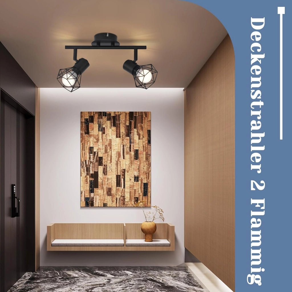 ZMH Faretto da soffitto orientabile a 2 fiamme - Bianco industriale per interni E14 350