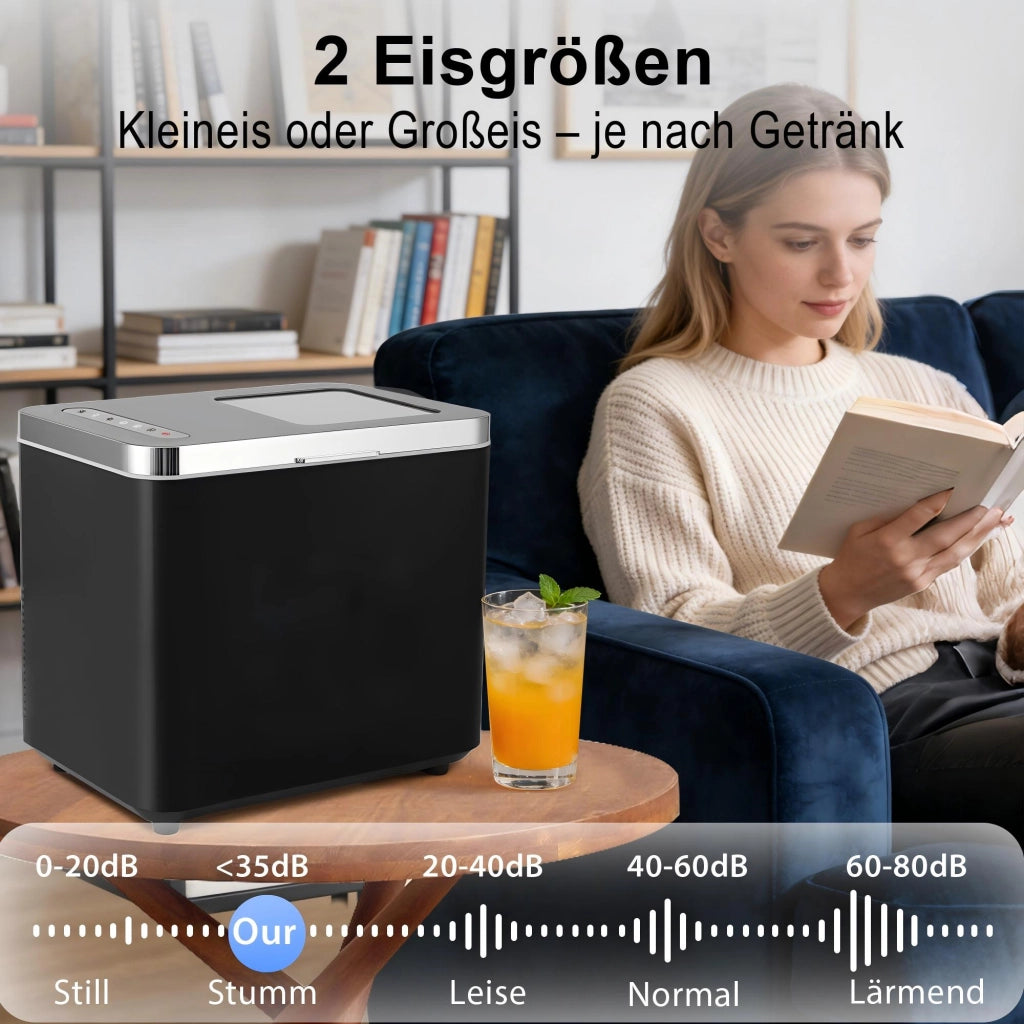 ZMH Macchina per il ghiaccio 1,2L 125W 6 cubetti di ghiaccio in 9 minuti 14 kg/24 ore autopulente per cucina e bar