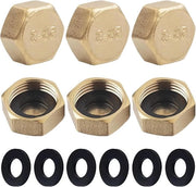 Doppi di chiusura in rame per radiatore - 6 pezzi con guarnizione di sigillaggio - doppi di chiusura per tubi di lavatrice - 1/2 pollice