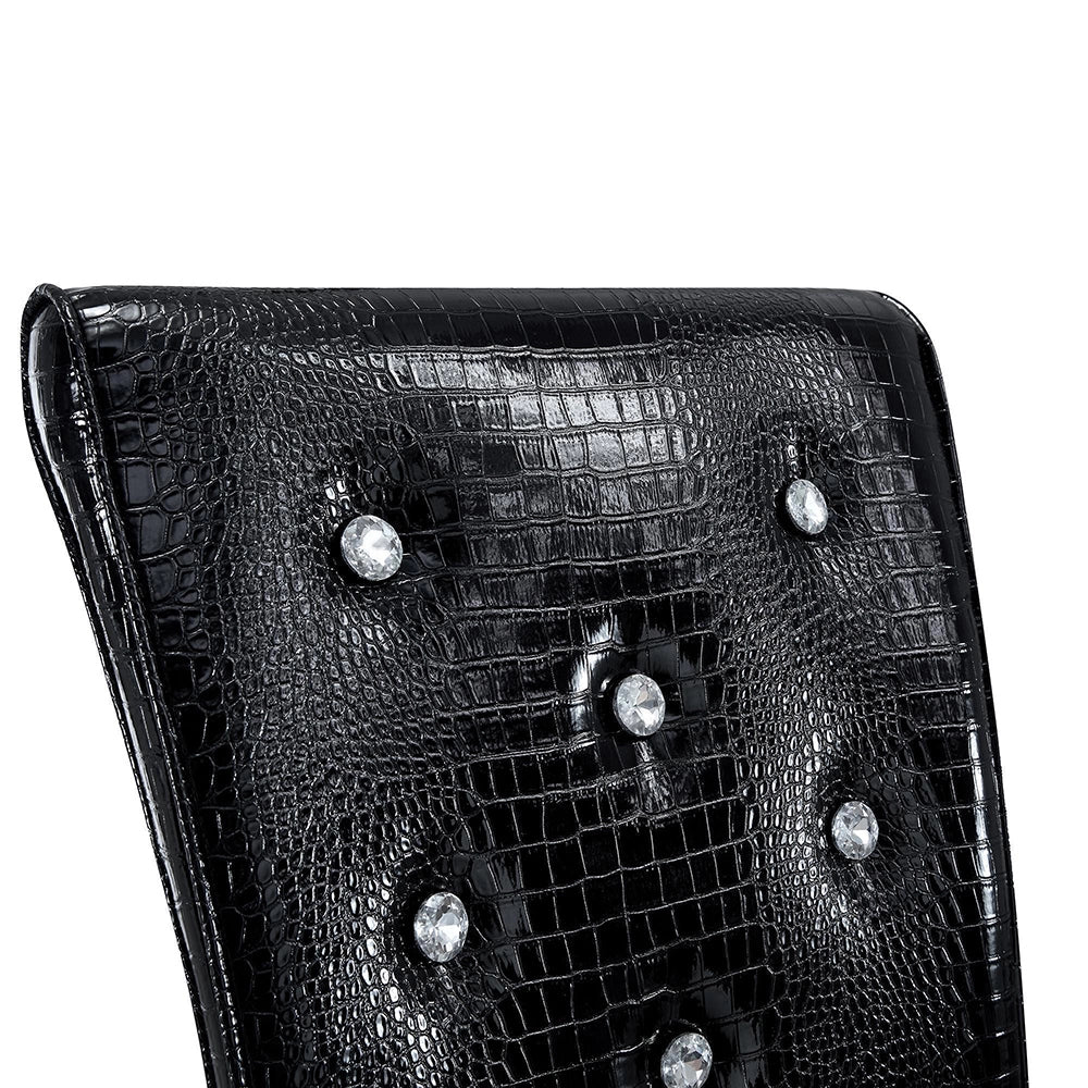 Set di 2 sedie da pranzo imbottite - Xylo - Pelle sintetica effetto alligatore, decorazioni cristallo, gambe dorate