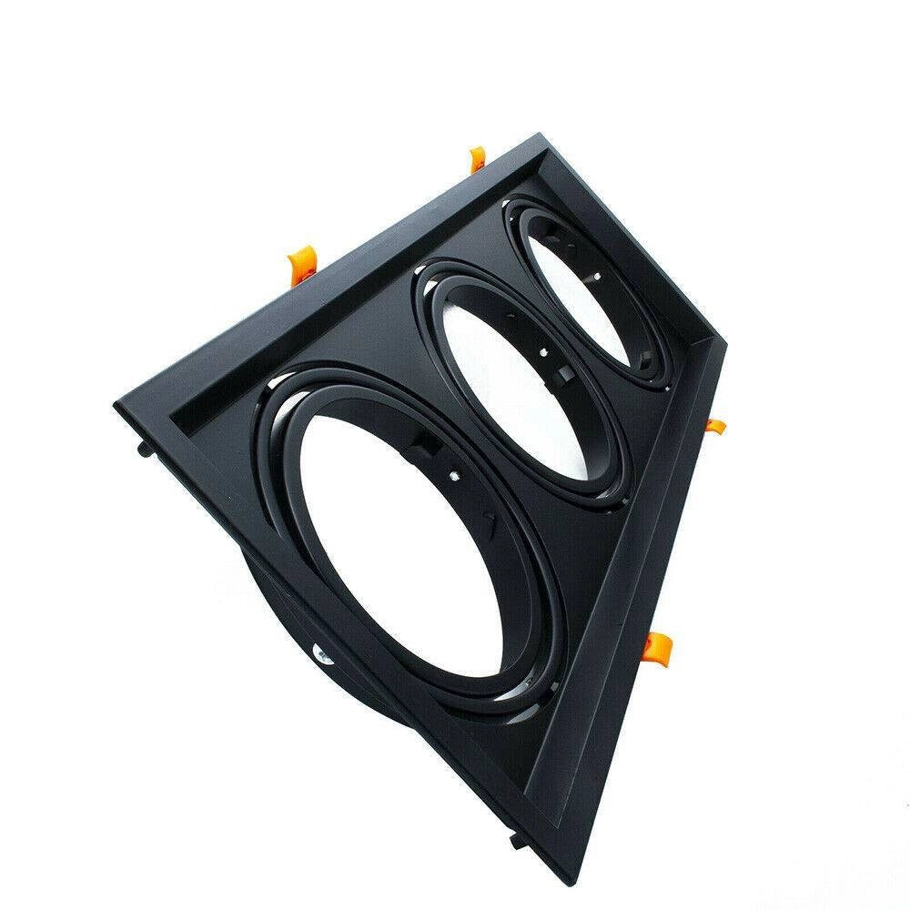 Trade Shop - Portafaretti Incasso Triplo Per Faretto Ar111 Rettangolare Orientabile P-ar111-3 - Nero