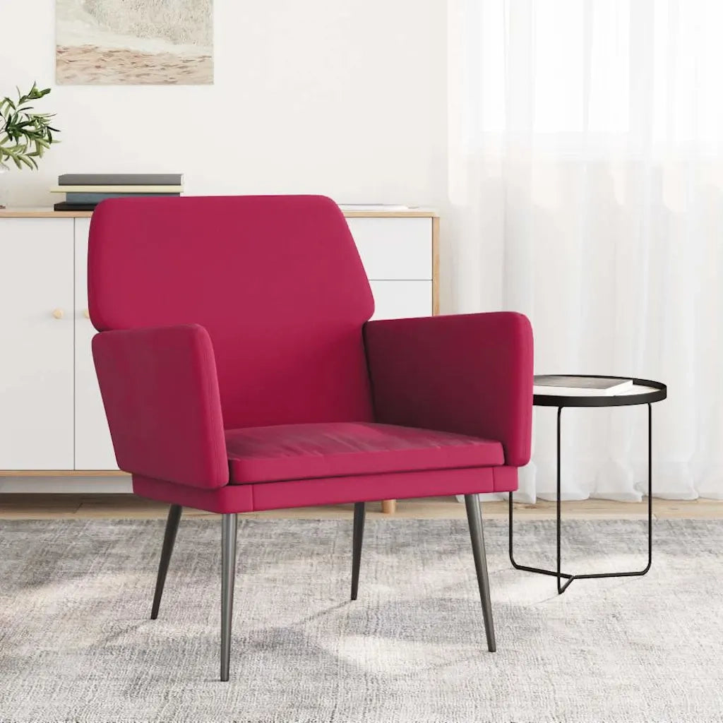 Poltrona Rosso Vino 62x79x79 cm Velluto cod mxl 15045