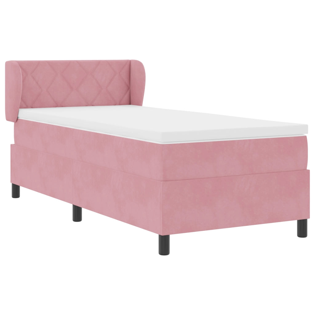 Letto Box Spring con Materasso Rosa 100x200 cm Velluto