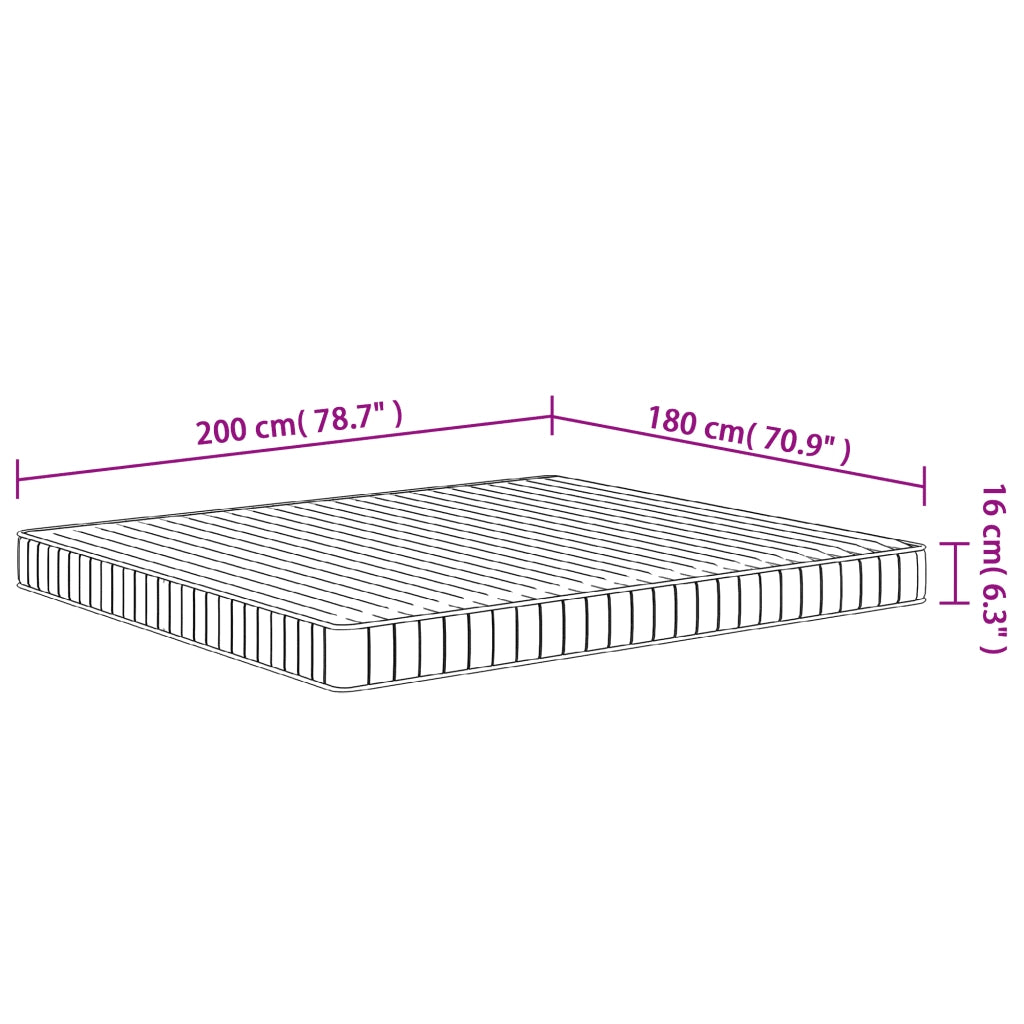 Materasso in Schiuma Mediamente Morbido 180x200 cm 373026