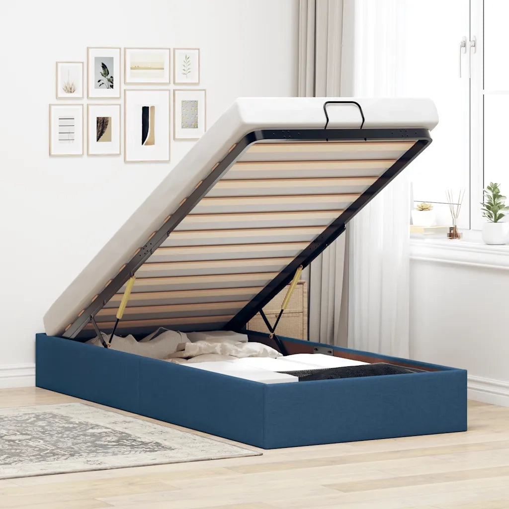 Struttura Letto Pouf senza Materasso Blu 80x200 cm in Tessuto