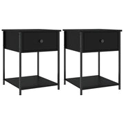Set di 2 Comodini | Armadio da Notte | Mobiletto da notte Neri 44x45x58 cm in Legno Multistrato