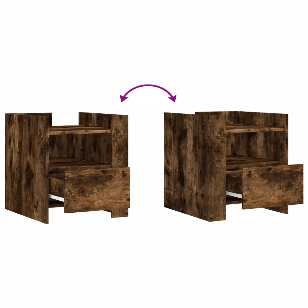 Comodino-Tavolino da notte Rovere Fumo 45x50x50 cm in Truciolato 391772