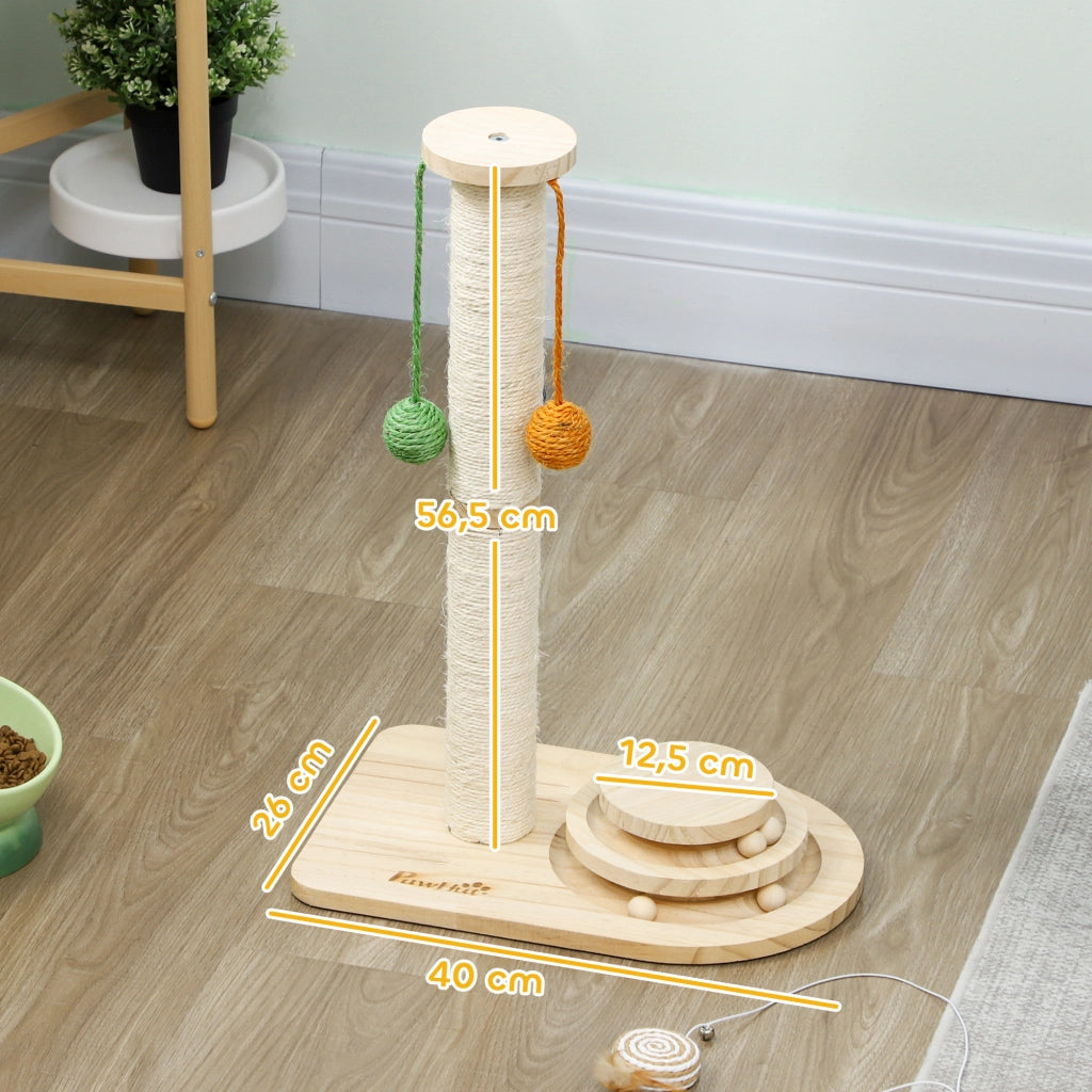 Giocattolo per Gatti con Rascador e Palline ¨C zephmum ¨C Legno Naturale 56.5 cm