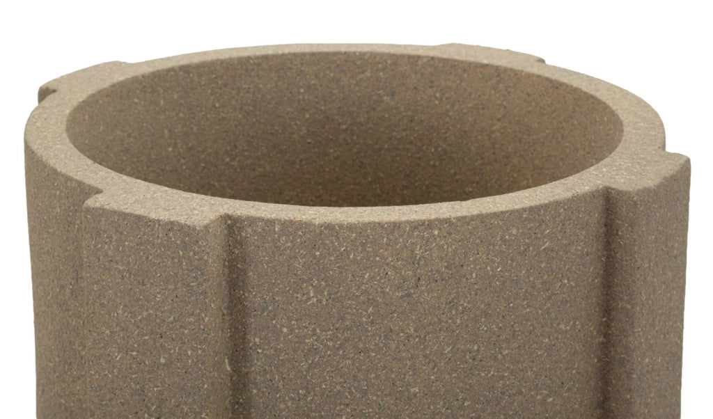 Porta Vaso da Esterno Moai Ø39x80,5 cm in Resina Marrone