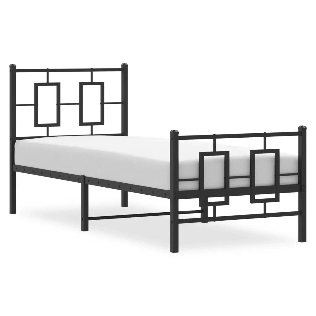 Giroletto con Testiera e Pediera Metallo Nero 75x190 cm 374249