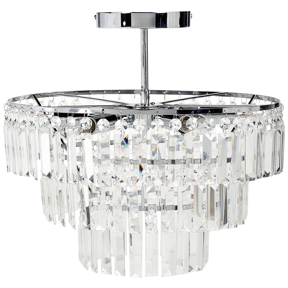 Lampadario in metallo argentato con finitura cromata Lampada a sospensione con cristalli di vetro Stile Glamour Soggiorno