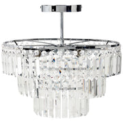Lampadario in metallo argentato con finitura cromata Lampada a sospensione con cristalli di vetro Stile Glamour Soggiorno