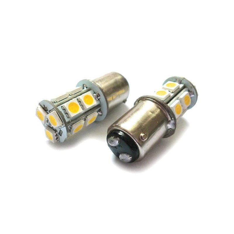 2 Lampade LED Barca BA15D B15D Bianco Freddo 12V 24V 3W No Polarità 13 SMD 5050 G18