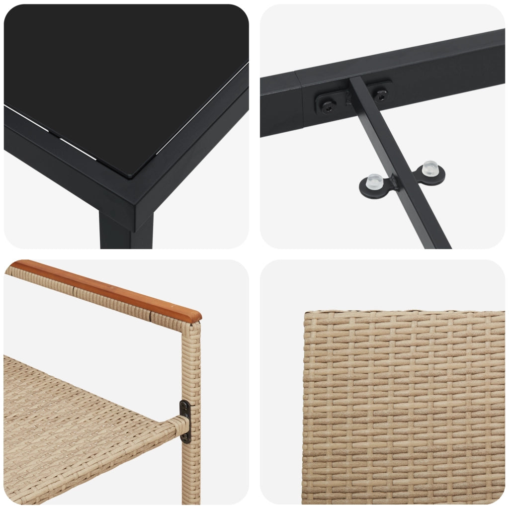 Set da Pranzo da Giardino 7 Pezzi Beige Polyrattan