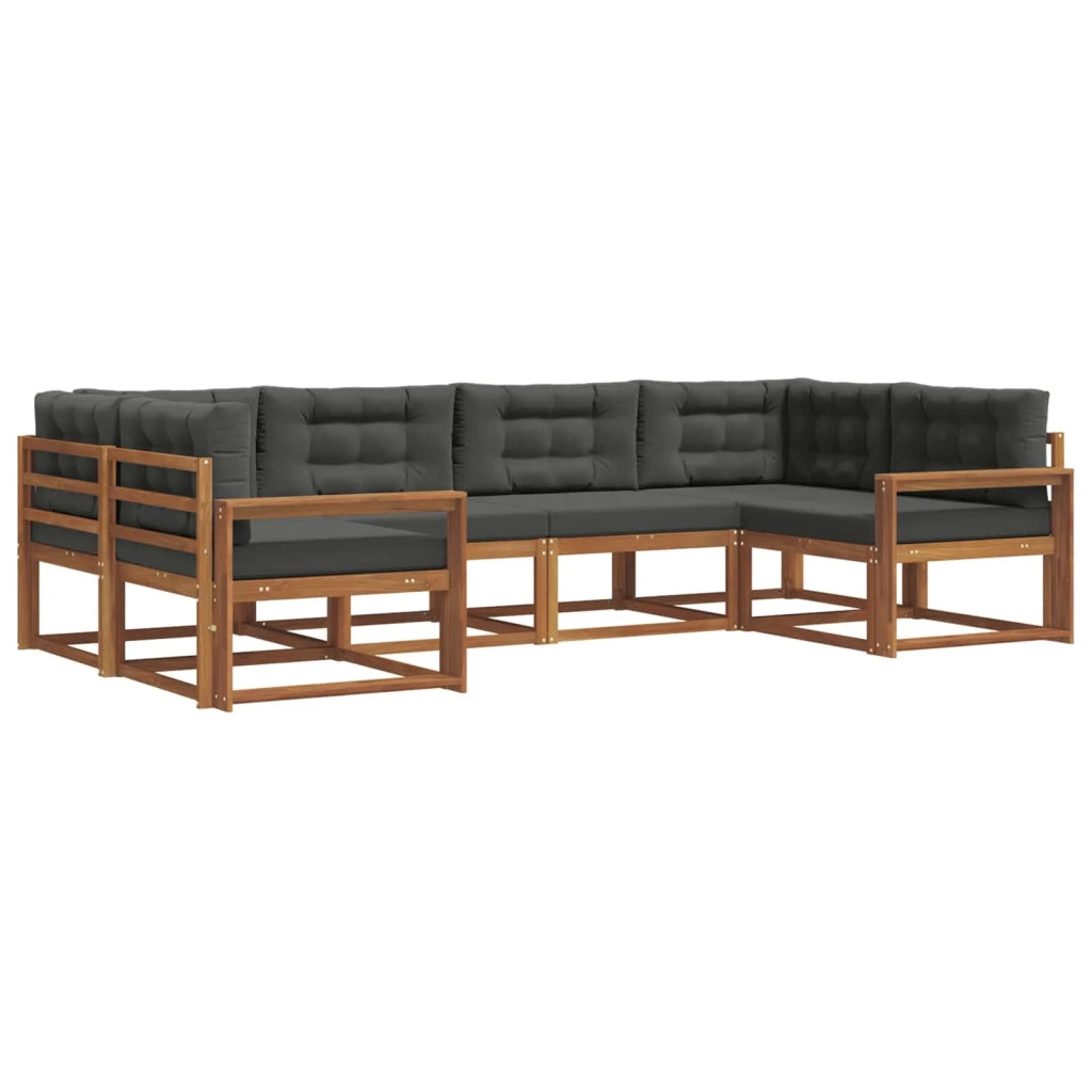 Set di divani da esterno con cuscino 6 pcs Naturale e Antracite