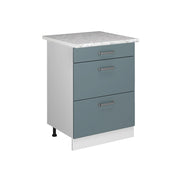 Vicco Mobiletto base per cucina Grigio-blu 60 cm con cassetti PL Marmo