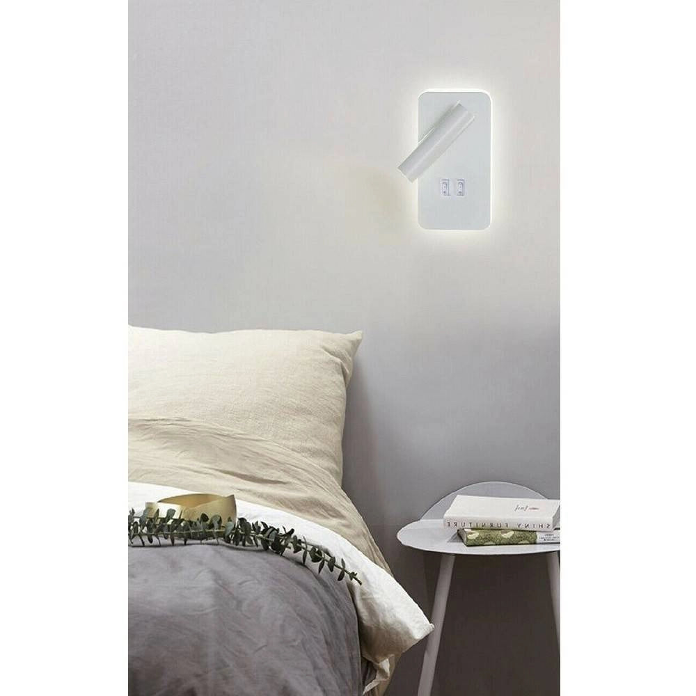 Trade Shop - Applique A Muro 6 W Doppia Fonte Luminosa Led Cob Smd Luce 6500k 3000k 4000k E20 - -bianco Naturale      -