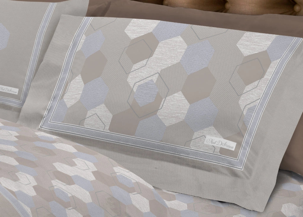 Completo Lenzuola Letto Calda Flanella 100% Cotone Disegno Bologna - Singolo - Beige