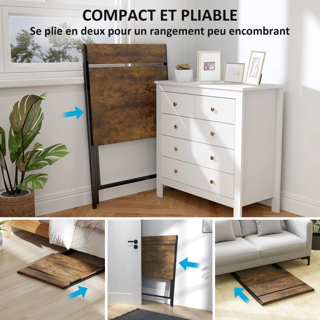 Scrivania Pieghevole con Scaffale ¨C Zephmum ¨C Legno Marrone 65.5x45 cm