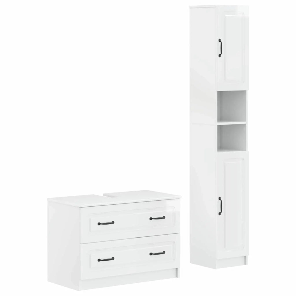 Set di Armadi da Bagno da 2 Pezzi UTRECHT Bianco Lucido 3417571
