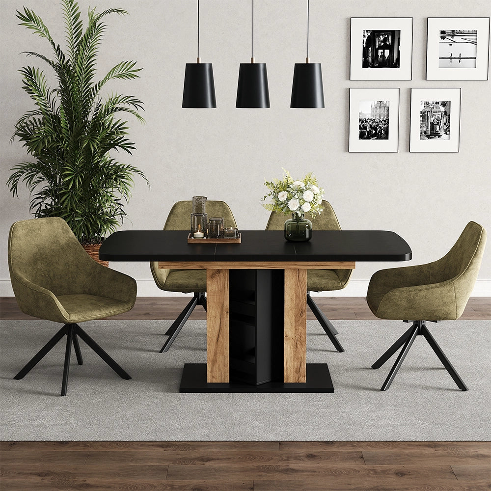 Vicco tavolo da pranzo allungabile Rovere nero/oro 120 x 80 cm