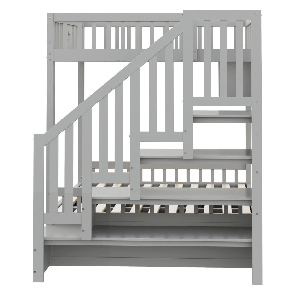 Letto a castello 140x200 cm grigio con vano idraulico