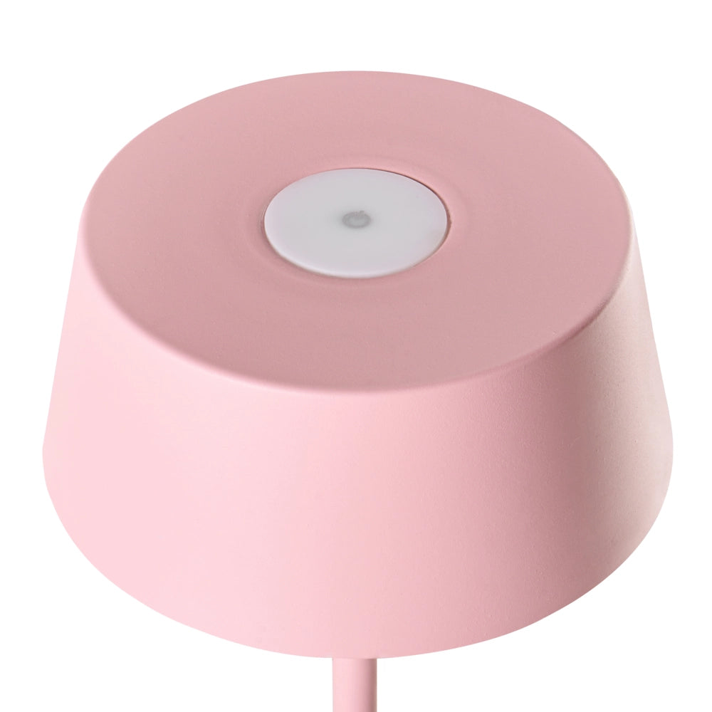 Lampada da tavolo wireless rosa in metallo da interno ed esterno con porta USB C ricaricabile