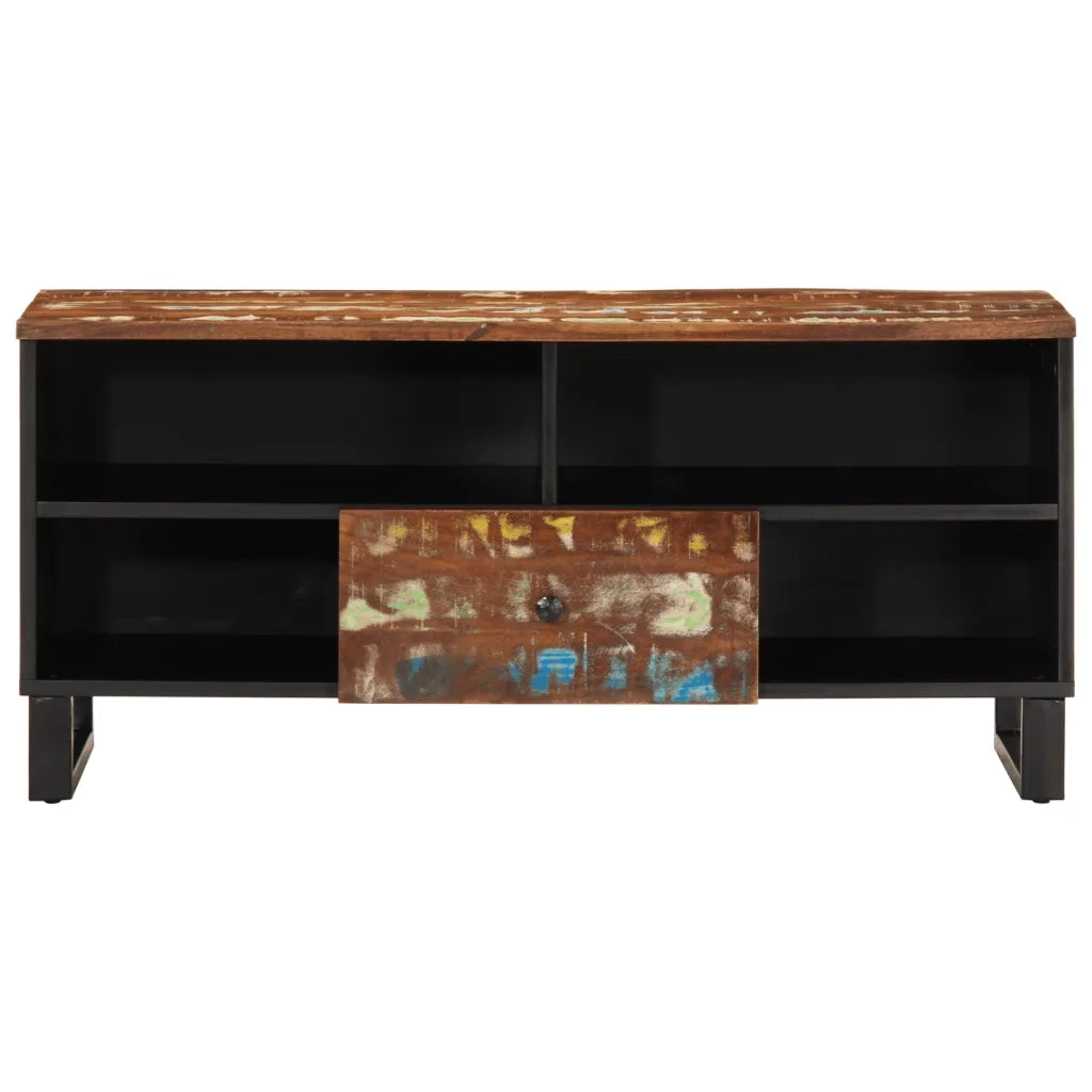 Mobile TV 100x33x46cm Legno Massello Recupero Legno Multistrato 351972