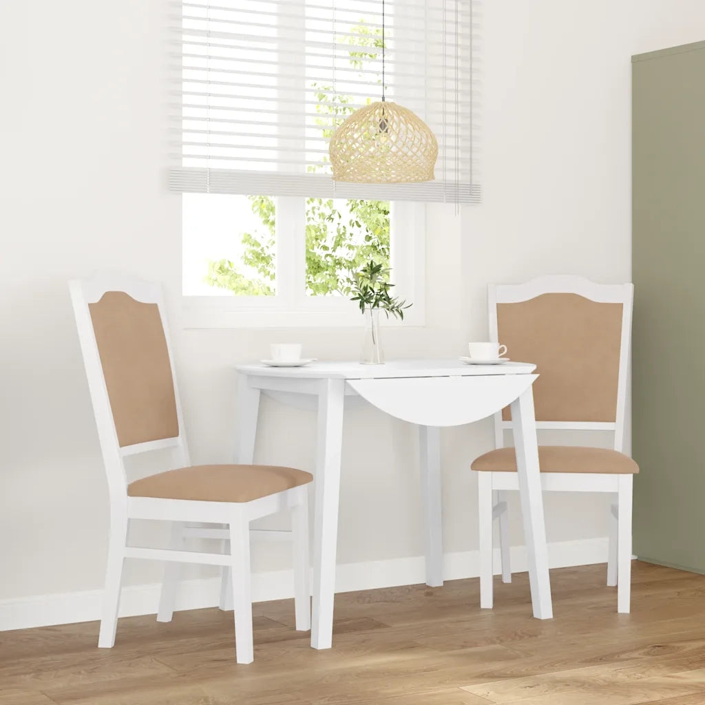 Sedie da Pranzo con Cuscini 2 pz Bianco Legno Massello di Hevea 4102470